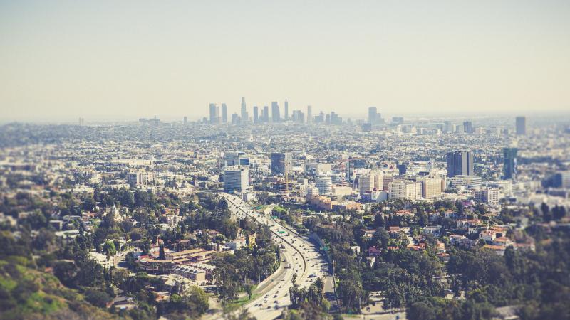 city skyline in distance