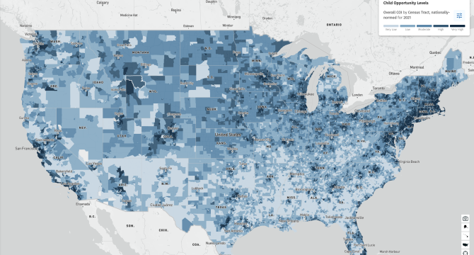 Map of Child Opportunity Index 3.0 Levels